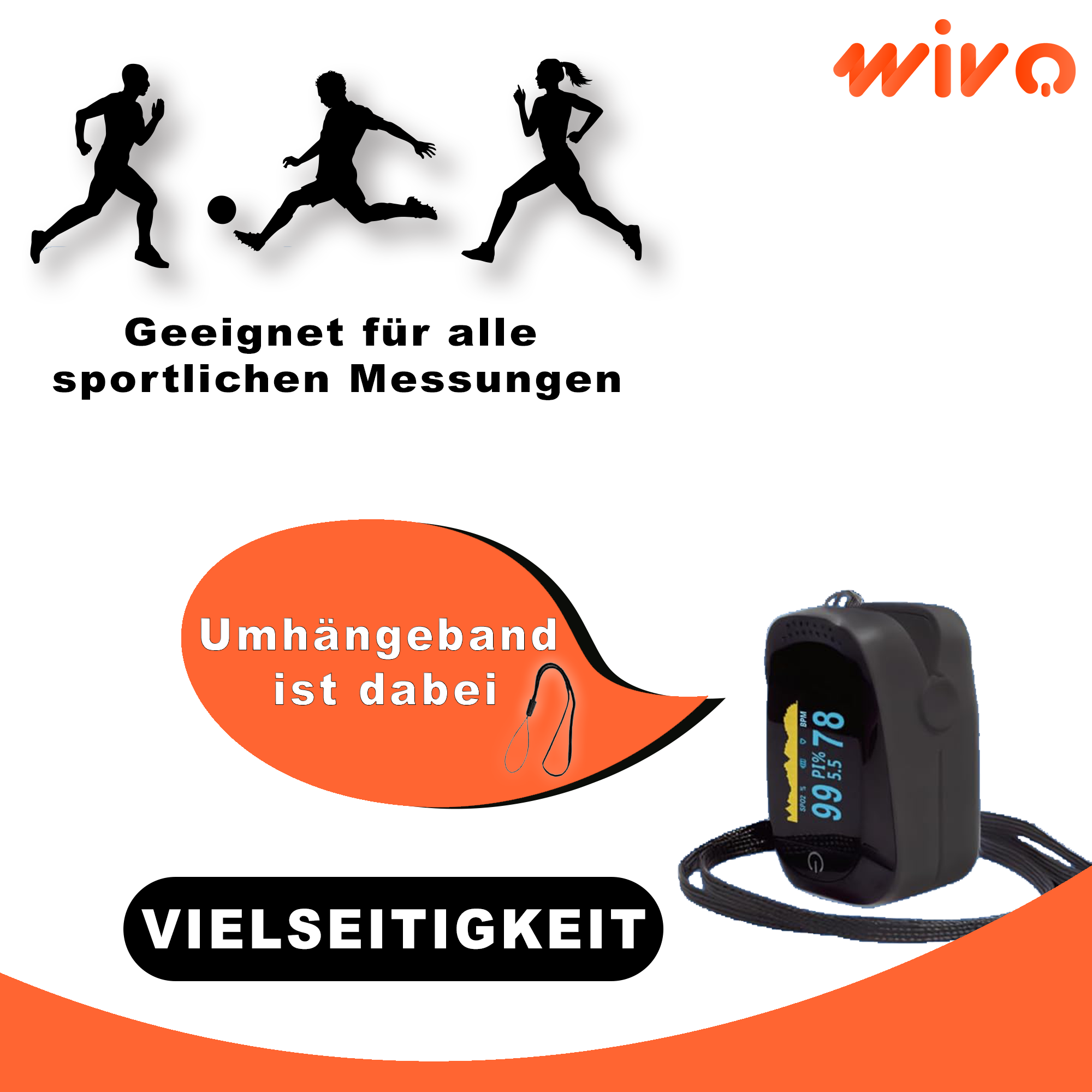 Wivo Pulsoximeter mit Herzfrequenzmessung & SpO₂-Sensor – Elektrischer Finger-Pulsoximeter mit medizinischer CE-Zertifizierung