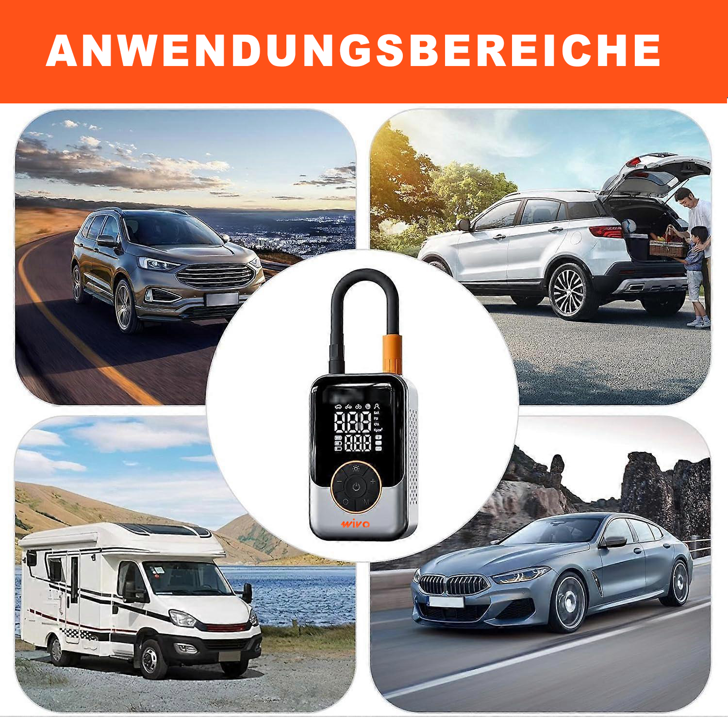 Wivo Elektrische Luftpumpe, 150 PSI Mini Tragbare Akku Kompressor