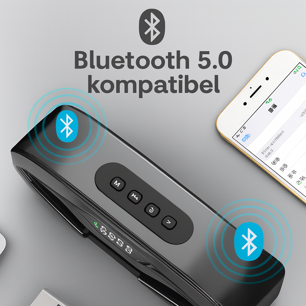 Stylischer Dual-Speaker mit LED-Effekt & starkem Bass – bis zu 10h Akkulaufzeit