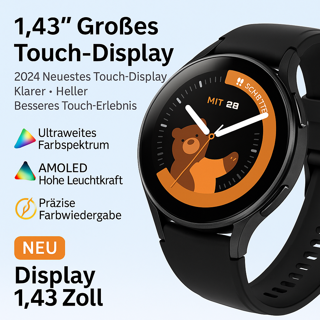 Ultra Smartwatch 1,43'' AMOLED, Bluetooth-Calls, 100 Sportmodi, IP68