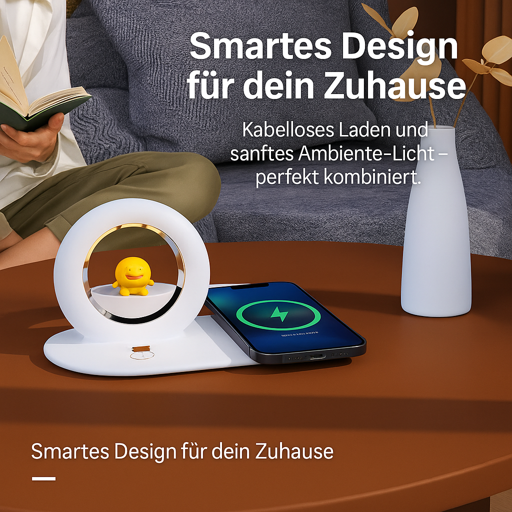 Elexum 3-in-1 LED Nachtlampe mit Qi-Laden, Touch & USB-C