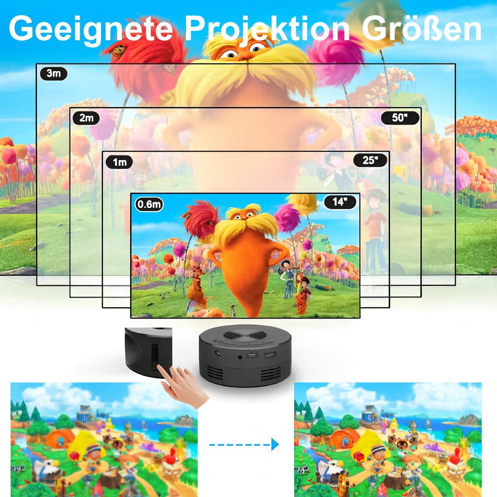 ELEX-BEAM-X1 Mini Beamer – Tragbarer LCD-Projektor, 100" Display