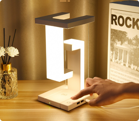 Schwebende LED Tischlampe mit Wireless Charger Touch dimmbar Nachtlicht